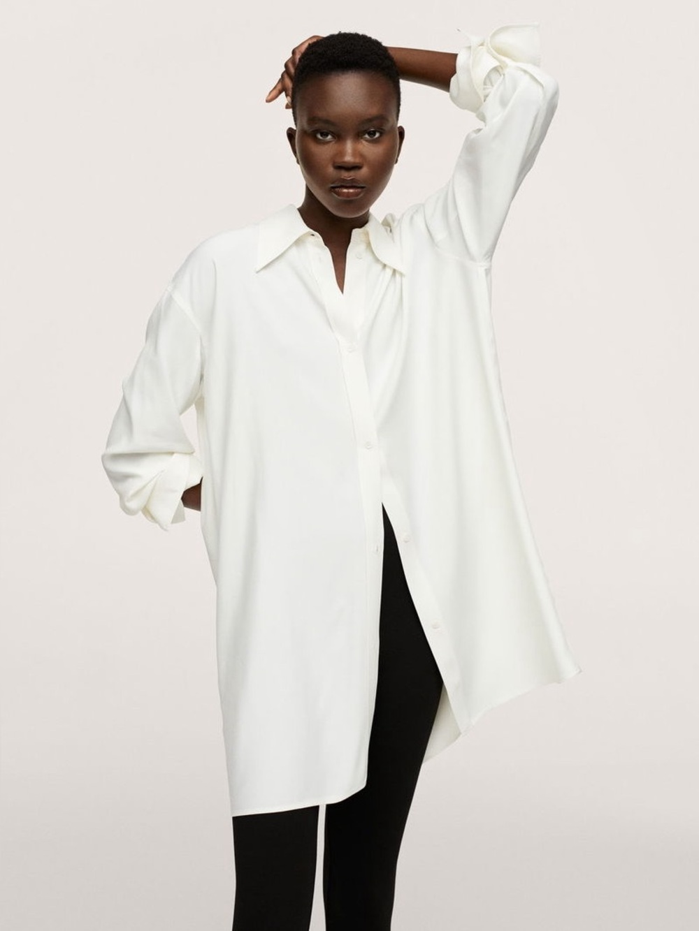 Oversized White Button-Up Shirt | MANGO | Size XS | NWT
